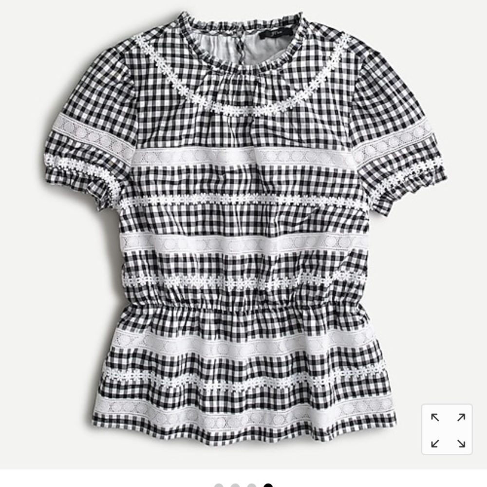 New With Tags: Medium Gingham Peplum J Crew Blouse